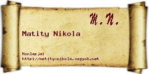 Matity Nikola névjegykártya